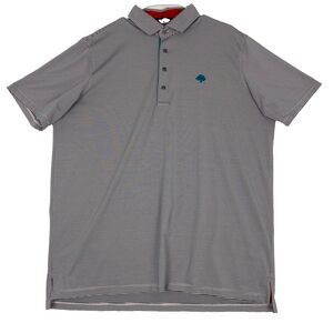 Greyson‎ Mens Polo Golf Shirt Size XL Green Striped Wolf  Logo Stretch Lightweig